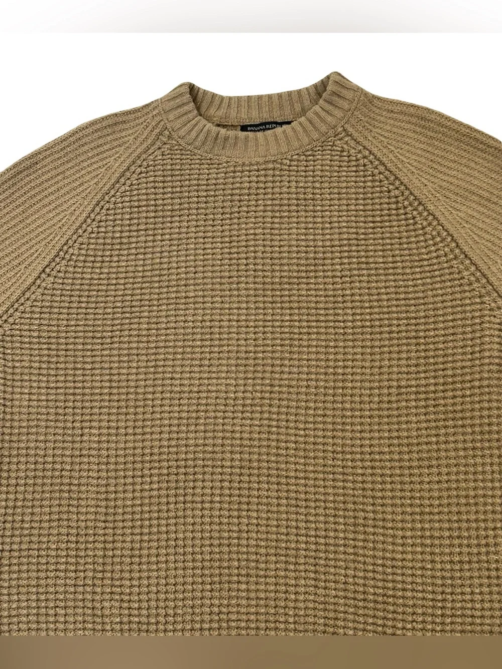 Banana Republic Mens XL Italian Yarn Wool Textured Knit Raglan Brown Sweater